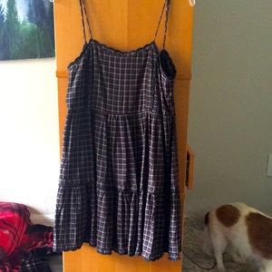 Brown checkered mini dress